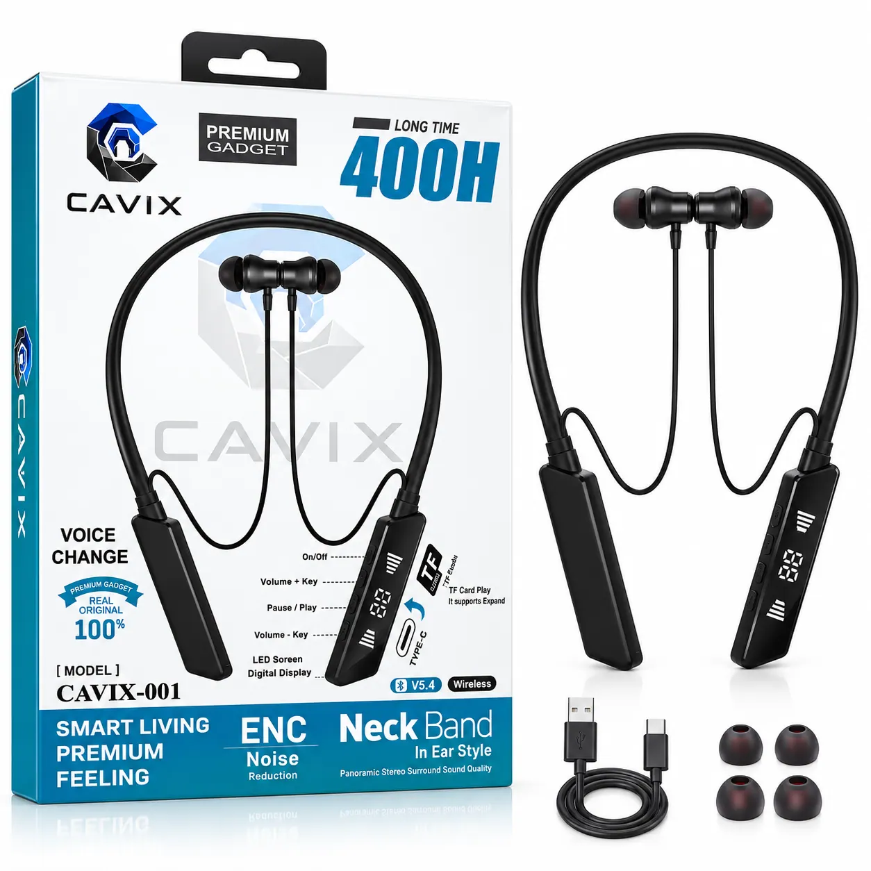 CAVIX-001 Neckband (400H Standby)