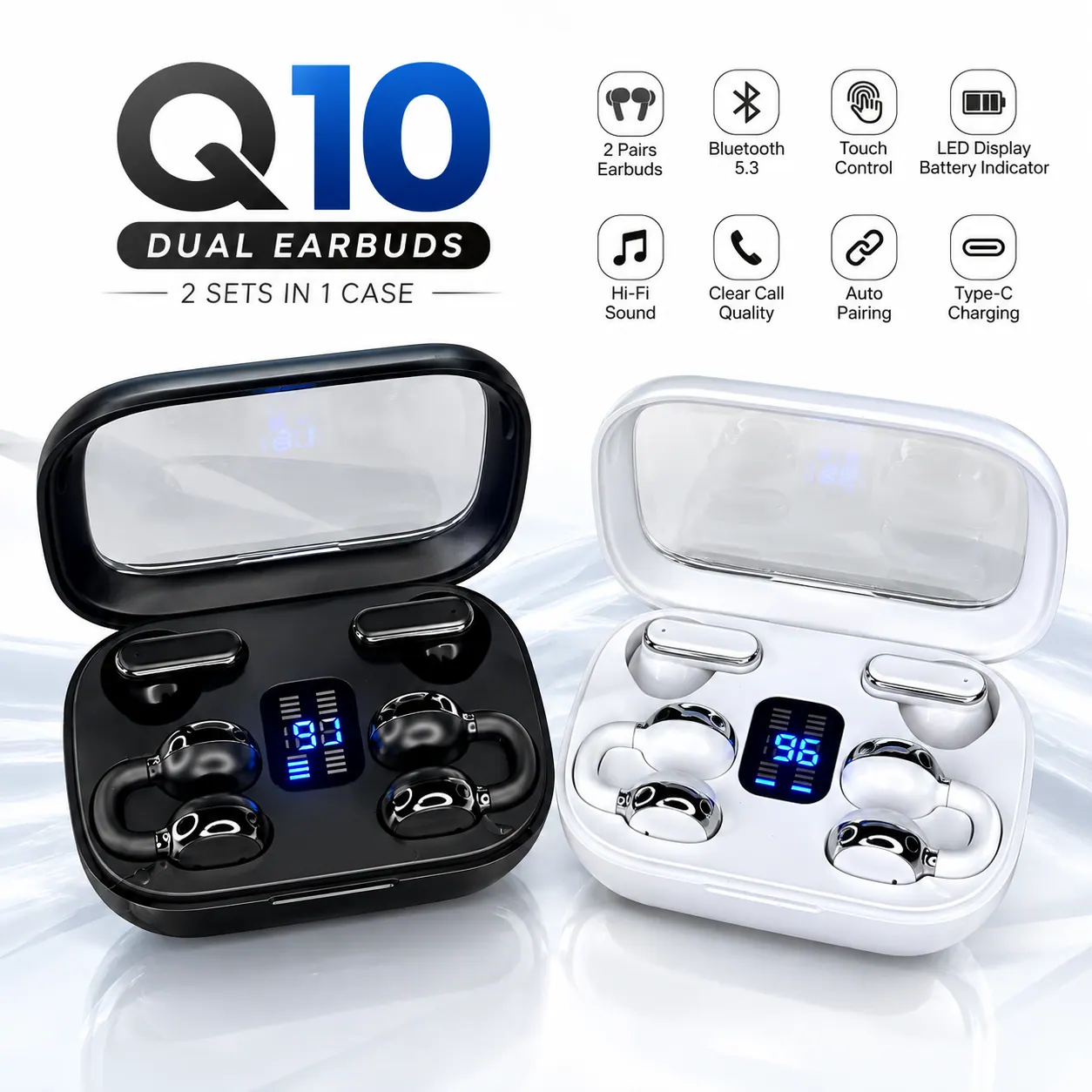 Q10 Dual Earbuds (2 জোড়া)